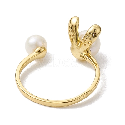 Natural Pearl Finger Rings RJEW-P113-17G-1