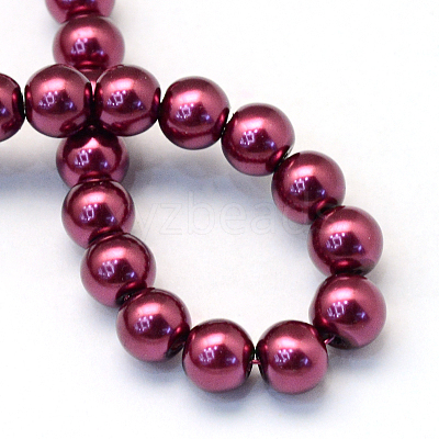 Baking Paint Pearlized Glass Pearl Round Bead Strands HY-Q003-6mm-72-1