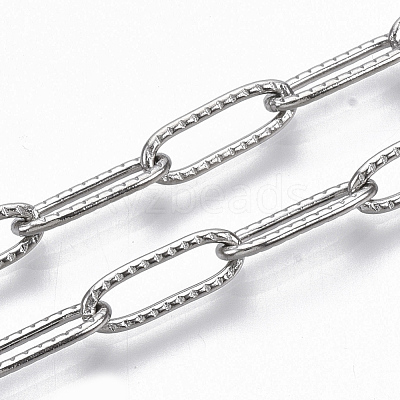 Tarnish Resistant 304 Stainless Steel Textured Paperclip Chains CHS-S006-JN954-1-1
