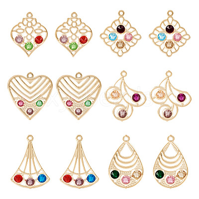 24Pcs 6 Style Iron with Glass Pendants IFIN-TA0001-61-1