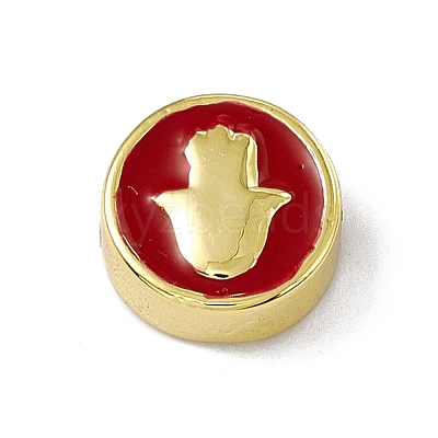 Real 18K Gold Plated Brass Enamel Beads KK-F814-05G-02-1