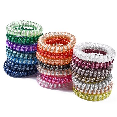 Plastic Telephone Cord Elastic Hair Ties OHAR-Q044-39-1