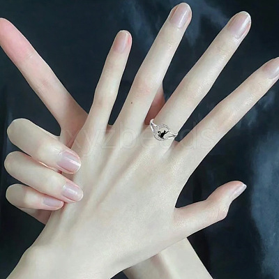 Cat Shape & Moon Alloy Finger Rings FS-WG27026-01-1