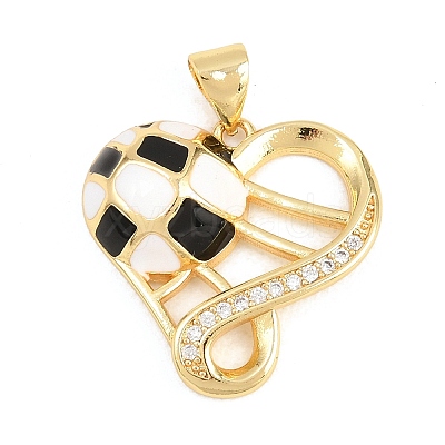 Football Brass Micro Pave Cubic Zirconia Pendants KK-A297-09A-G-1