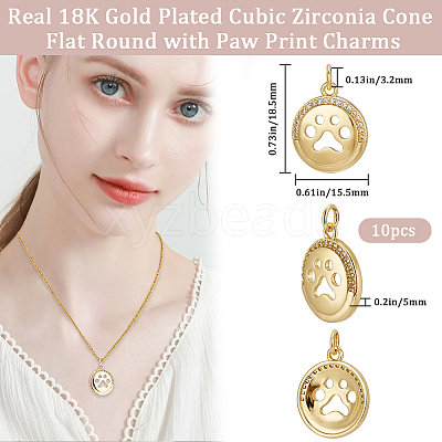 10Pcs Brass Micro Pave Cubic Zirconia Pendants KK-BBC0010-78-1