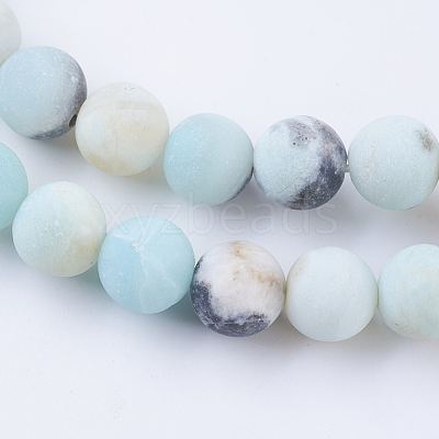 Frosted Natural Amazonite Round Bead Strands G-E334-8mm-09-1