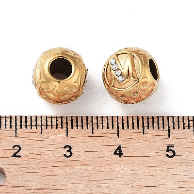 Ion Plating(IP) 304 Stainless Steel Rhinestone European Beads STAS-A092-10M-G-1