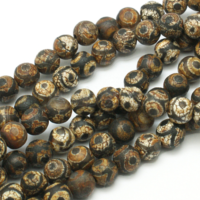 Tibetan Style 3-Eye dZi Beads X-G-K166-04-8mm-L2-1