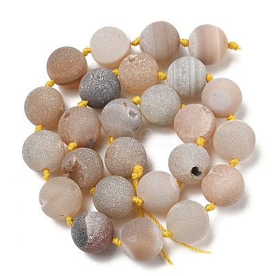 Natural Geode/Druzy Agate Beads Strands G-A248-A05-01-1