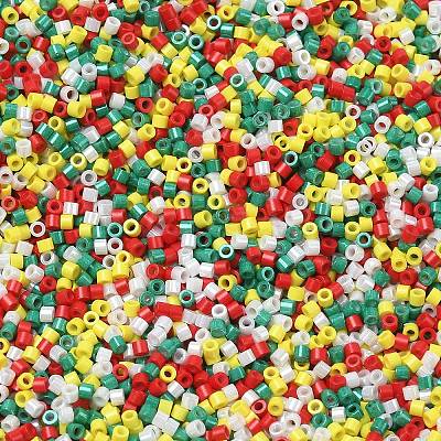 4 Colors Christmas 11/0 Grade A Baking Paint Glass Seed Beads SEED-X0058-12-1