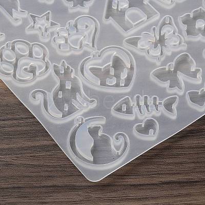 Cat Shape Theme DIY Pendant Silicone Molds DIY-F161-01A-1