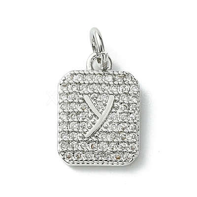 Rack Plating Brass Micro Pave Clear Cubic Zirconia Charms KK-G501-01Y-P-1