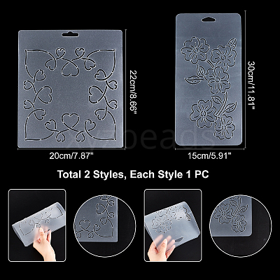 2Sheets 2 Styles Plastic Drawing Painting Stencils Templates DIY-CA0001-86-1