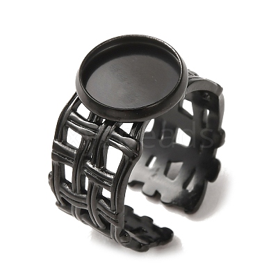 Woven Bezel 304 Stainless Steel Cuff Ring Components SA-CBAD8FA-01EB-02-1