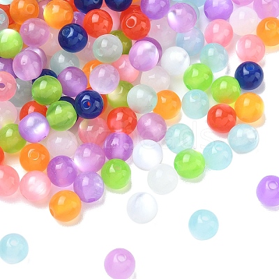 Round Imitation Cat Eye Resin Beads RESI-R157-8mm-M-1