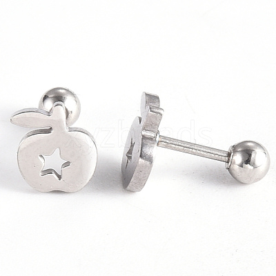 Tarnish Resistant 201 Stainless Steel Barbell Cartilage Earrings EJEW-R147-23-1