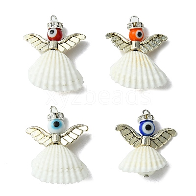 4Pcs 4 Colors Alloy Spiral Shell Pendants PALLOY-TA00083-1
