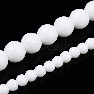 Opaque Solid Color Glass Beads Strands GLAA-T032-P8mm-02-1