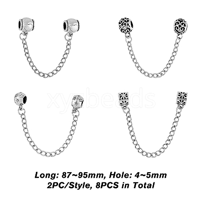 8Pcs 4 Styles Zinc Alloy European Beads FIND-FH0005-68-1
