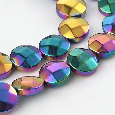 Electroplated Non-magnetic Synthetic Hematite Flat Round Bead Strands G-L368-06B-1