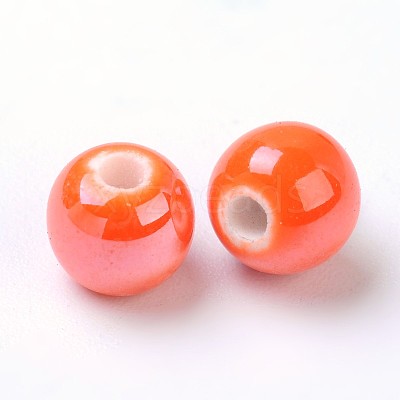 Glazed Porcelain Round Beads X-PORC-S489-6mm-07-1