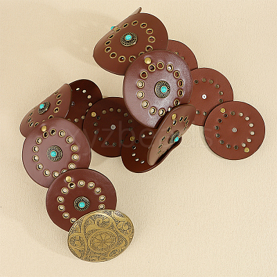 Western Retro PU Leather & Resin Imitation Gemstone Disc Chain Belts with Alloy Buckles AJEW-WH20064-21-1