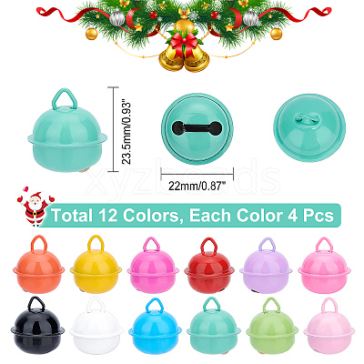 48Pcs 12 Colors Baking Paint Iron Bell Pendants IFIN-NB0001-43-1