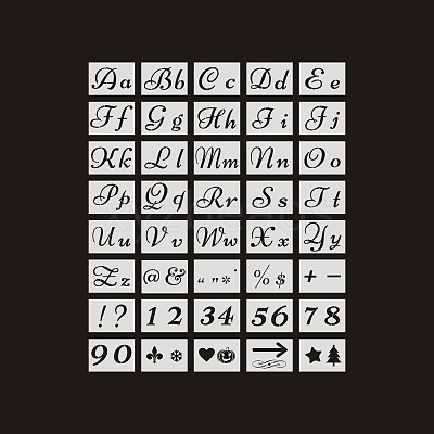 Letter A~Z/Number/Sign PET Plastic Hollow Painting Silhouette Stencil DRAW-PW0009-06-1