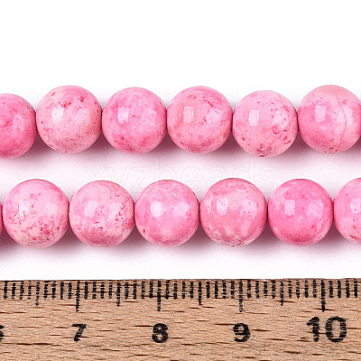 Dyed Synthetic Fossil Beads Strands G-T139-8mm-66C-1