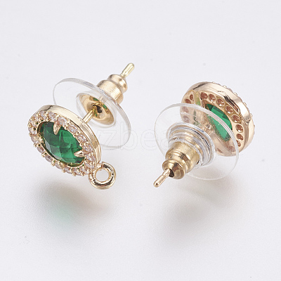 Faceted Glass Stud Earring Findings X-GLAA-F084-B02-1