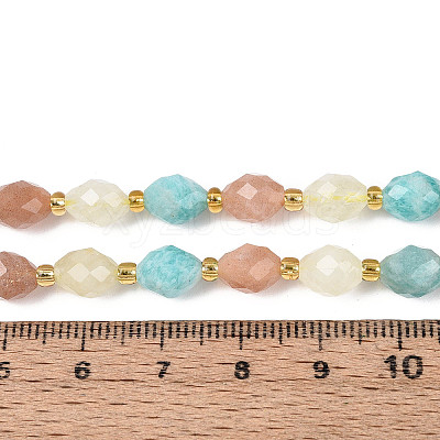Natural Lemon Quartz & Flower Amazonite & Sunstone Beads Strands G-N358-04A-08-1