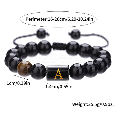 Adjustable Natural Tiger Eye and Glass Beaded Braided Bead Bracelets for Men Women FS-WGD7D76-01-1