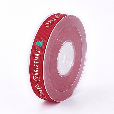 Polyester Grosgrain Ribbon for Christmas SRIB-P013-A02-1