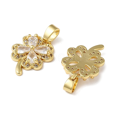 Clover Brass Micro Pave Cubic Zirconia Pendants KK-M325-13B-G-1