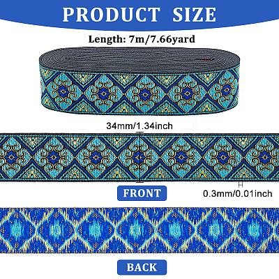 Ethnic Style Embroidery Polyester Ribbons OCOR-WH0077-29F-1