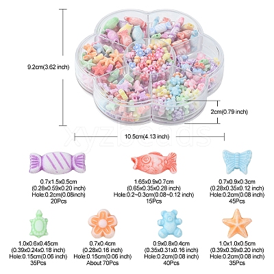 260Pcs 7 Style Craft Style Acrylic Beads MACR-FS0001-38-1