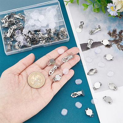 60Pcs 2 Size 304 Stainless Steel Clip-on Earring Findings STAS-UN0040-60-1