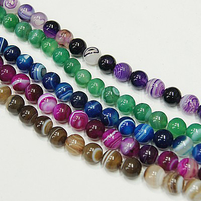 Natural Striped Agate/Banded Agate Strands G-Q842-12mm-M-1