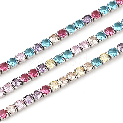 925 Sterling Silver Colorful Cubic Zirconia Chains STER-C016-02A-P01-1