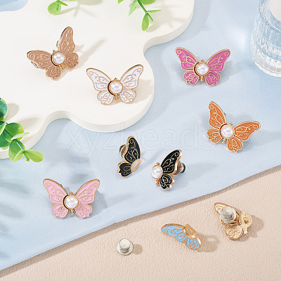 7 Pairs 7 Colors Butterfly Shape Alloy Enamel Adjustable Jean Button Pins FIND-TA0008-80-1