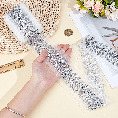 5Yards Polyester & Plastic Paillette Embroidery Ribbons OCOR-CY0003-25-1