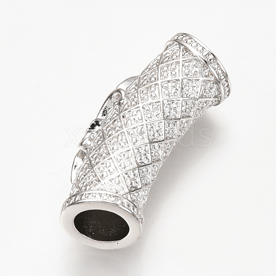Brass Micro Pave Cubic Zirconia Tube European Beads X-ZIRC-T004-60P-1