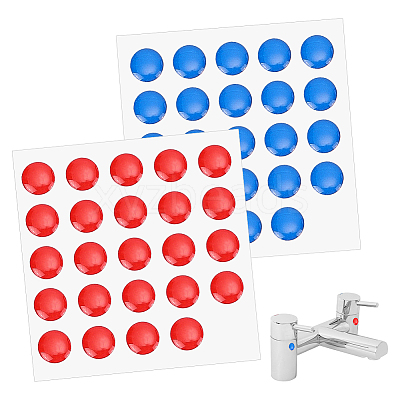 48Pcs 2 Colors PVC Hot & Cold Water Marking for Faucet FIND-NB0007-36-1