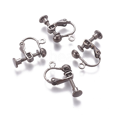 Rack Plated Brass Screw Clip-on Earring Findings KK-P169-04B-1