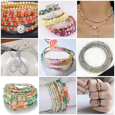 8 Strands Transperant Electroplate Glass Beads Strands GLAA-BBC0001-04E-1