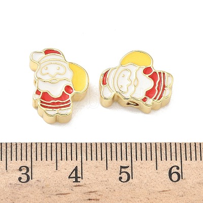 Christmas Brass Enamel Beads KK-I474-G10-1