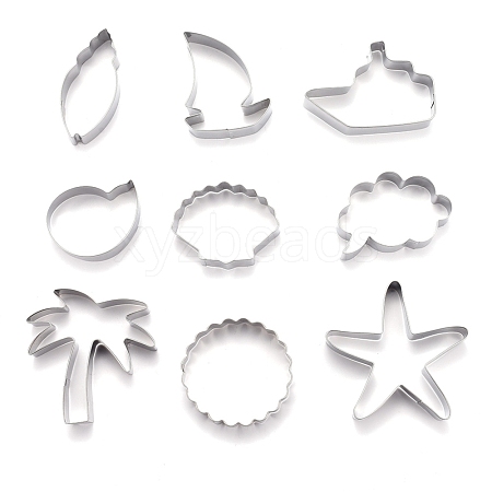 Stainless Steel Mixed Beach Series Shaped Cookie Candy Food Cutters Molds DIY-H142-05P-1