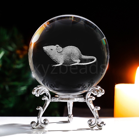 Inner Carving 12 Chinese Zodiac Signs Glass Crystal Ball Diaplay Decoration PW-WG32D61-01-1