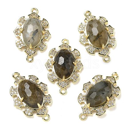 Natural Labradorite Faceted Oval Connector Charms G-G181-06G-07-1