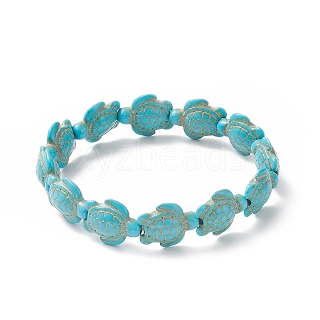 Dyed Synthetic Sea Turtle Beaded Stretch Bracelets for Women BJEW-JB09934-01-1